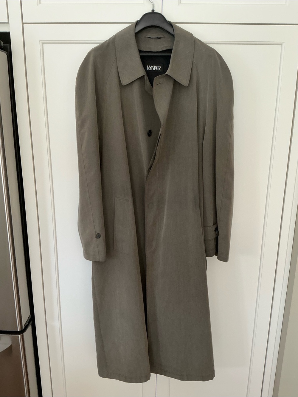 Kasper Men’s Trench Coat Olive/Gray Sz XL